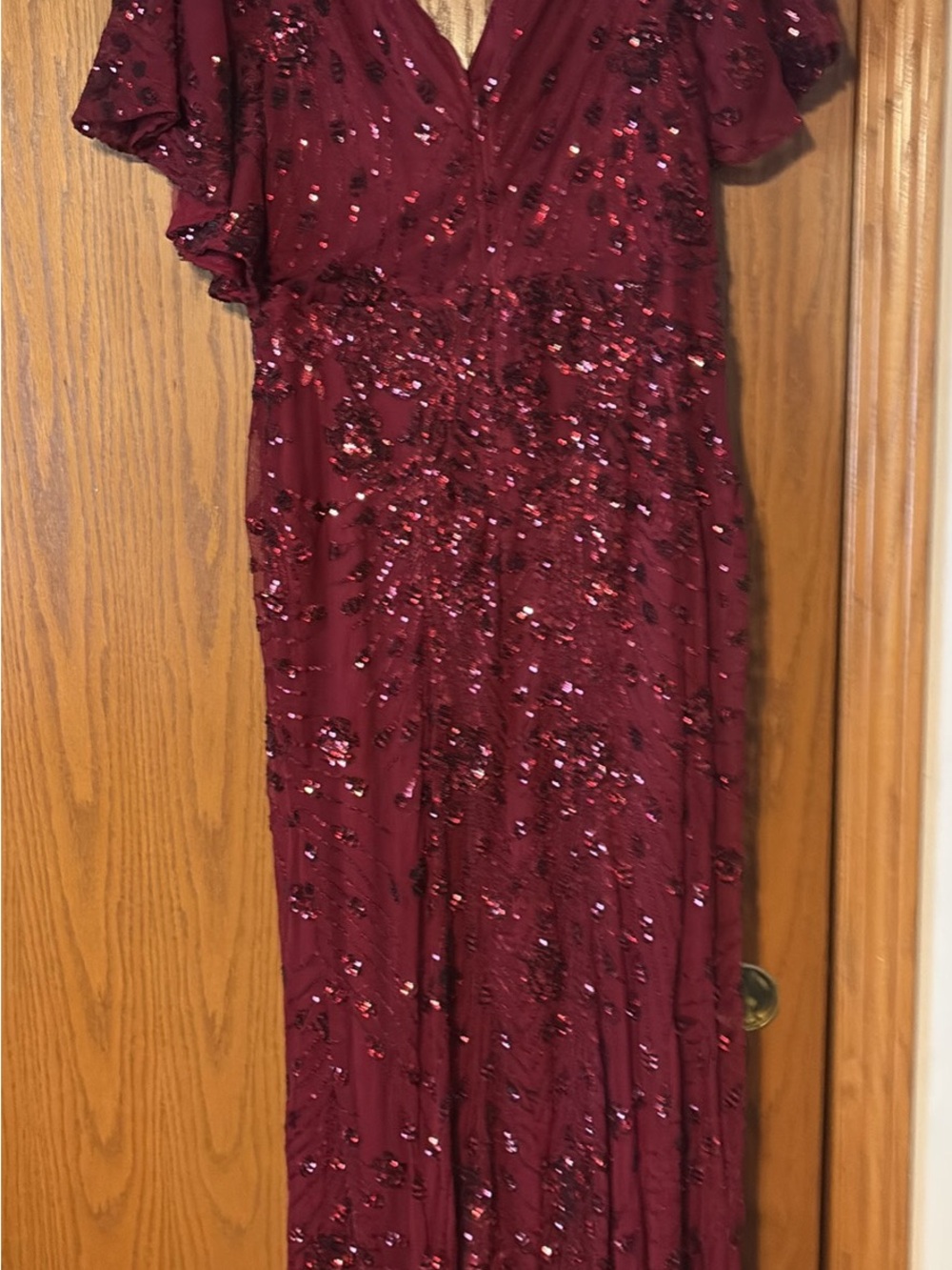 SHEIN Burgundy Sequin Embellished Wedding Guest Dress